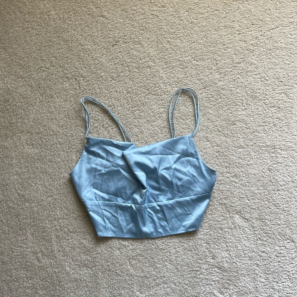 Forever 21 Light Blue Satin Party Top